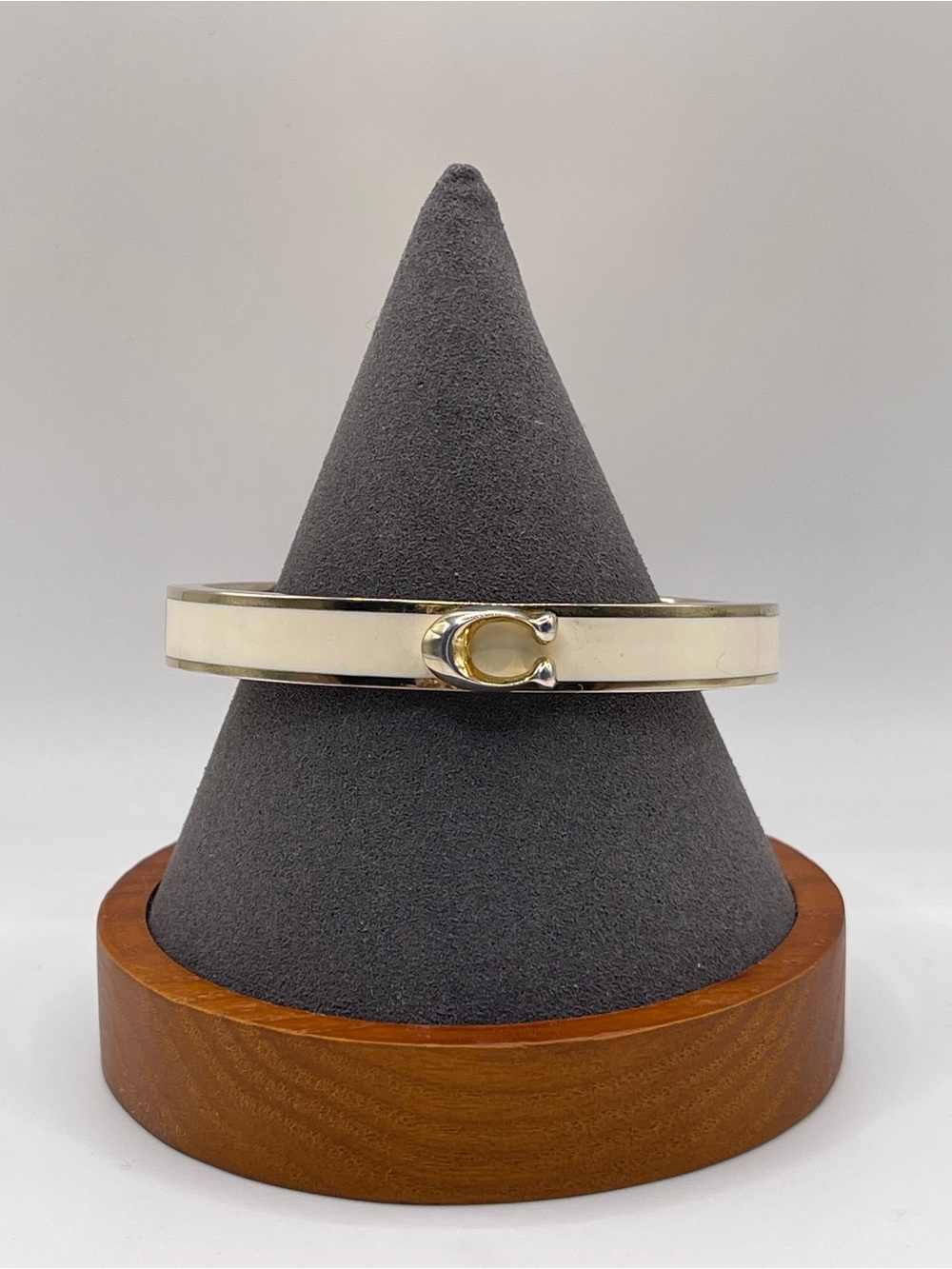 Coach Cream Enamel Hinged Bracelet with Gold-Tone 'C' Accent